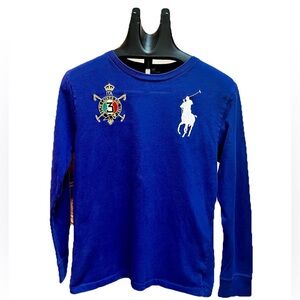 Polo Ralph Lauren Boys Blue Long Sleeve Italy T-Shirt - Size L